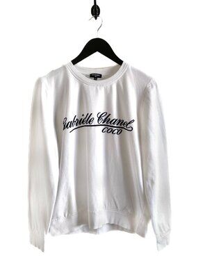 Chanel FW2017 White Sweatshirt Gabrielle Coco Chanel Velvet Signature